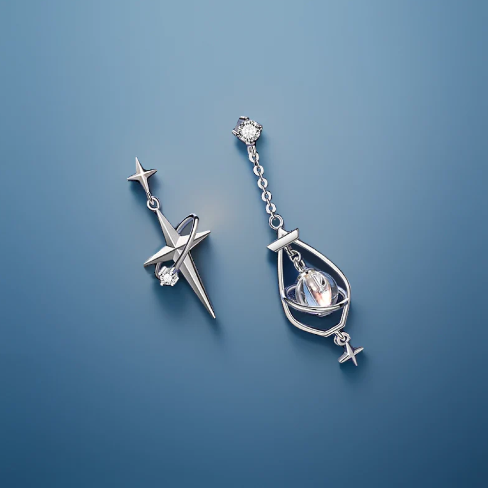 Par de Brincos Cosmic Star em Prata 925