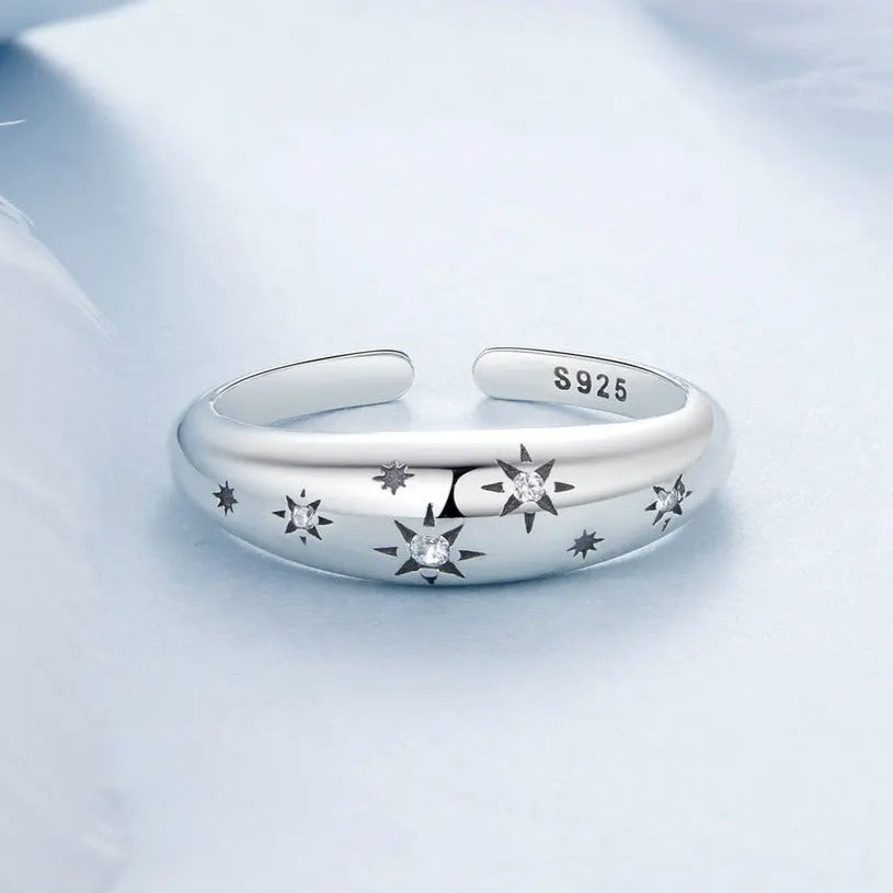 Anel Constelação com Zircônias em Prata 925