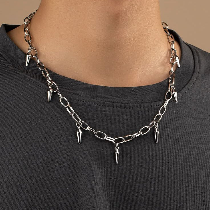 Colar Punk Spikes - Corrente 40/55cm