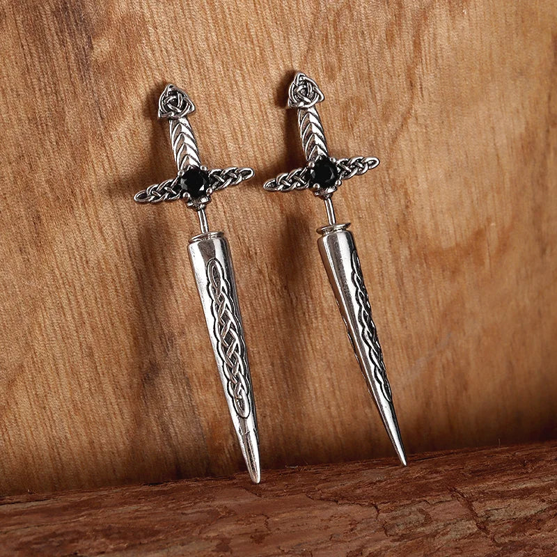 Par de Brincos de Espada em Aço Inoxidável