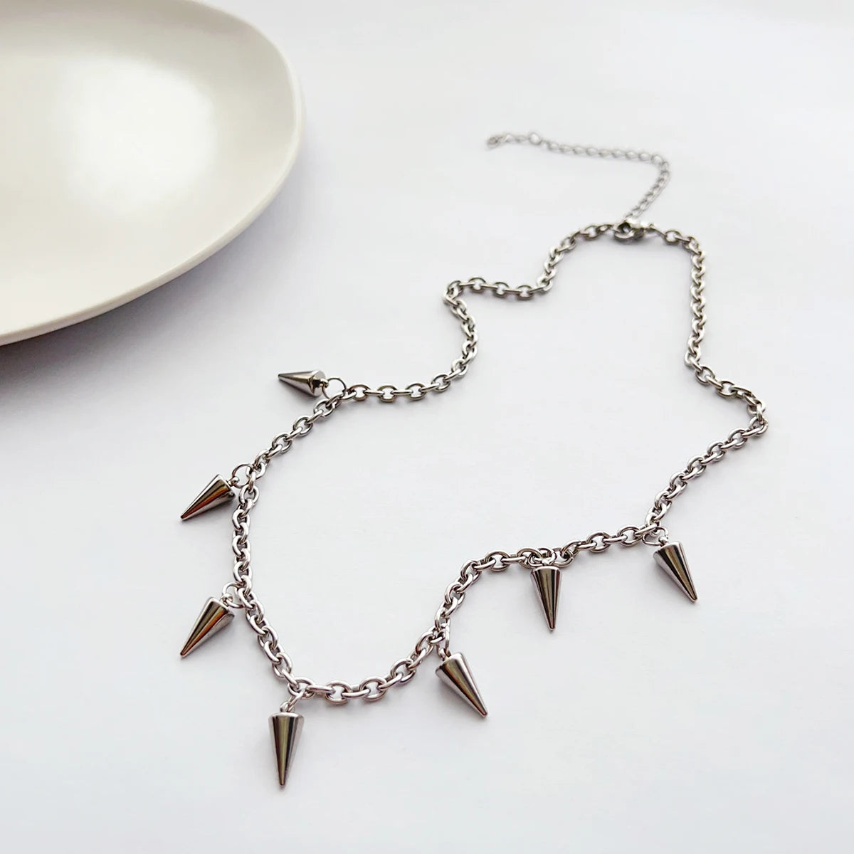 Colar Punk Spikes - Corrente 40/55cm