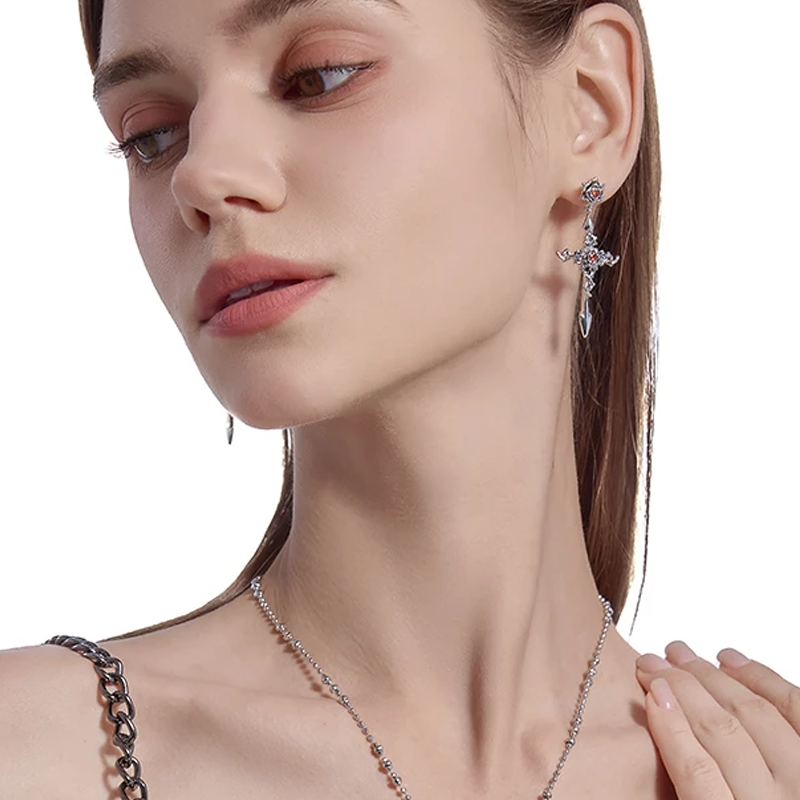 Par de Brincos Rose Cross