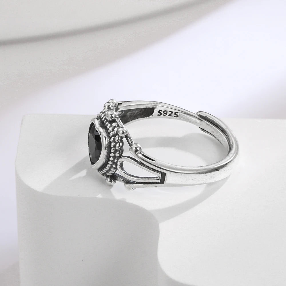 Anel Dark Heart em Prata 925 - Ajustável