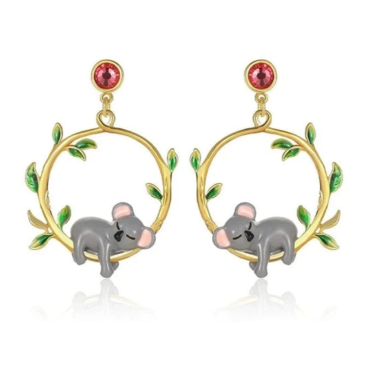 Par de Brincos Coala em Ouro 18K