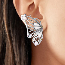 Par de Brincos Borboleta em Prata 925 Estilo Ear Cuff