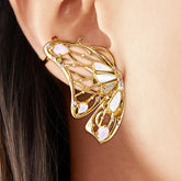 Par de Brincos Borboleta em Prata 925 Estilo Ear Cuff