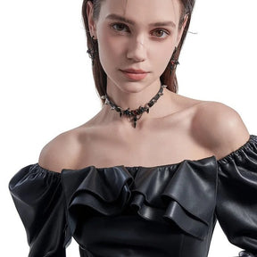 Choker Bat Wings com Spikes - Ajustável